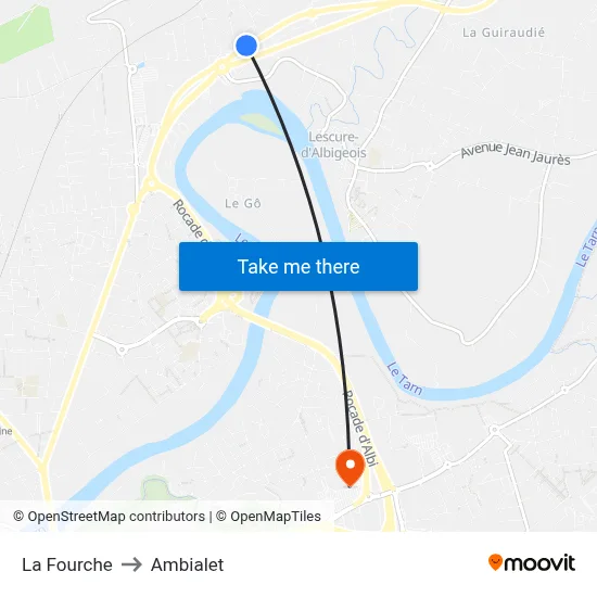 La Fourche to Ambialet map