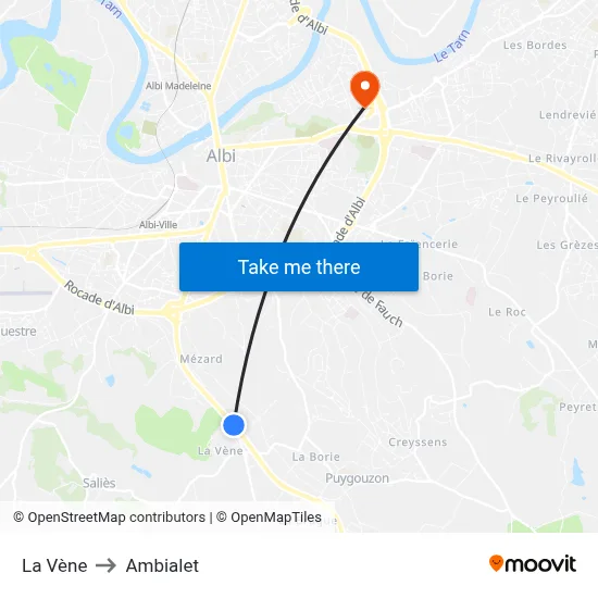 La Vène to Ambialet map