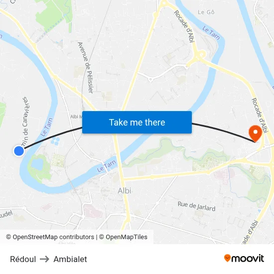 Rédoul to Ambialet map