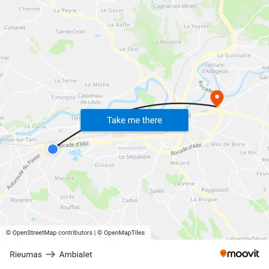 Rieumas to Ambialet map