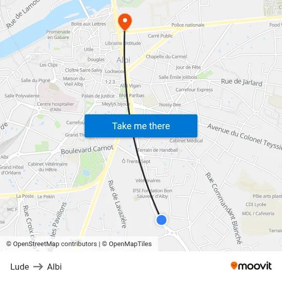 Lude to Albi map