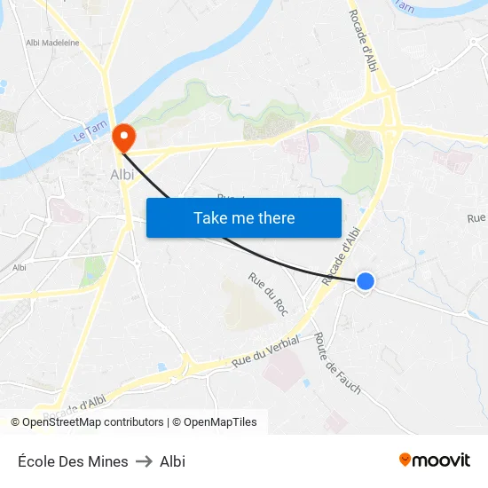 École Des Mines to Albi map
