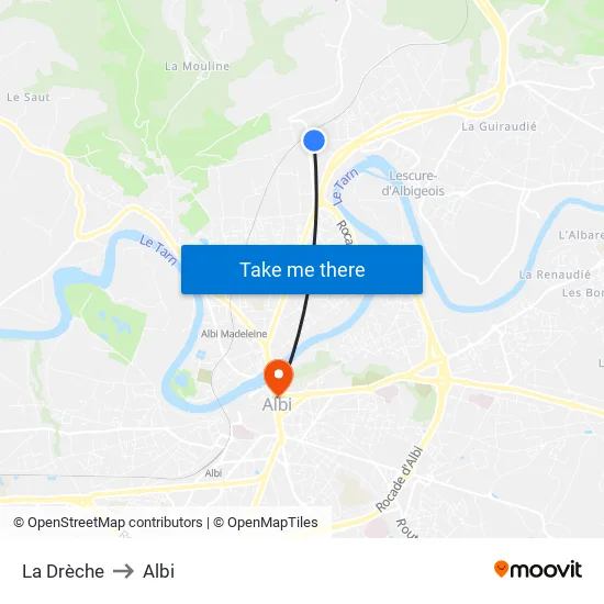 La Drèche to Albi map