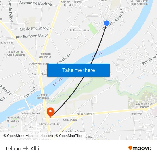 Lebrun to Albi map