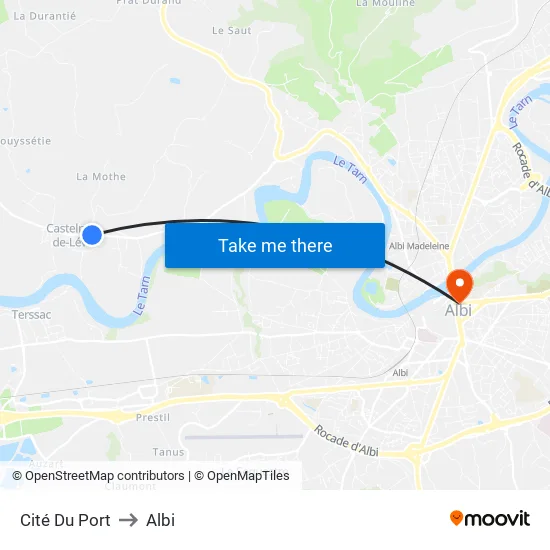 Cité Du Port to Albi map