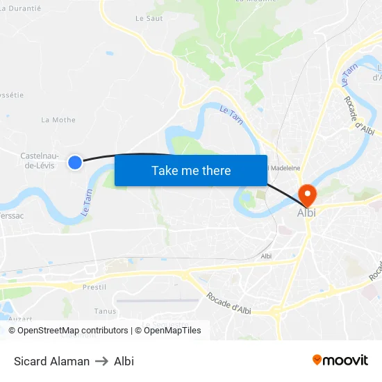 Sicard Alaman to Albi map