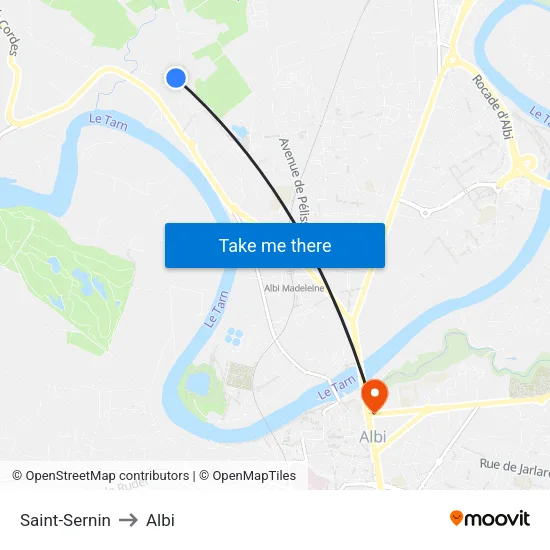 Saint-Sernin to Albi map