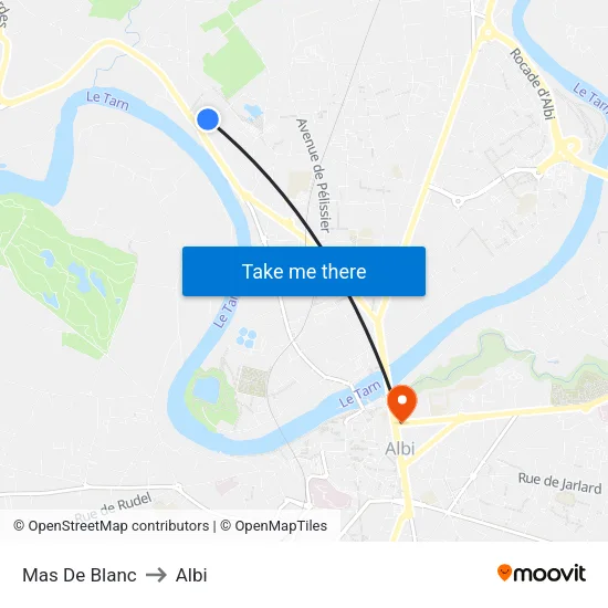 Mas De Blanc to Albi map