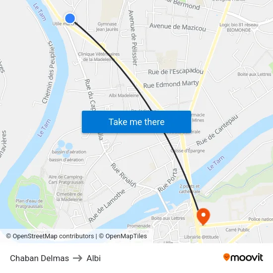 Chaban Delmas to Albi map