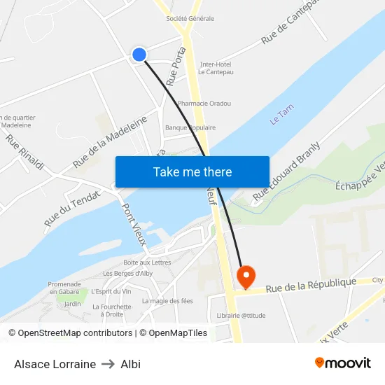 Alsace Lorraine to Albi map