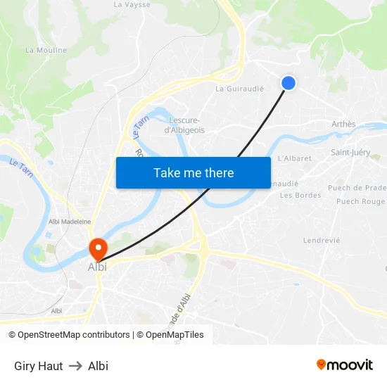 Giry Haut to Albi map