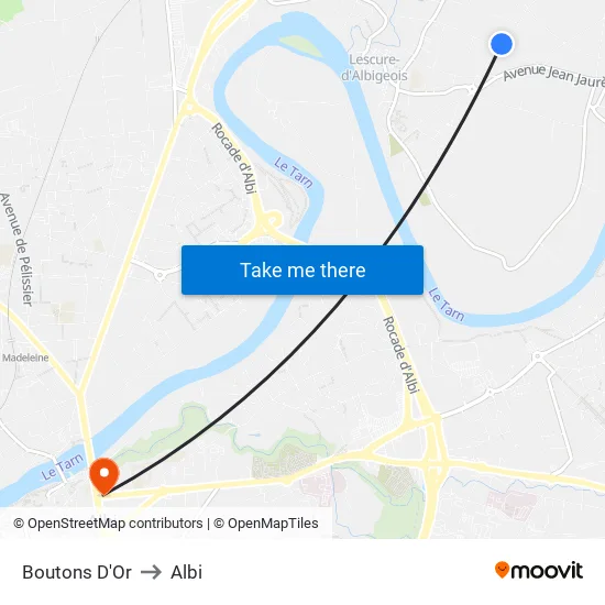 Boutons D'Or to Albi map