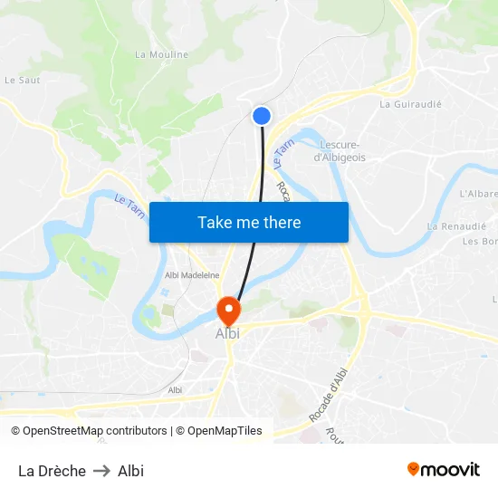 La Drèche to Albi map