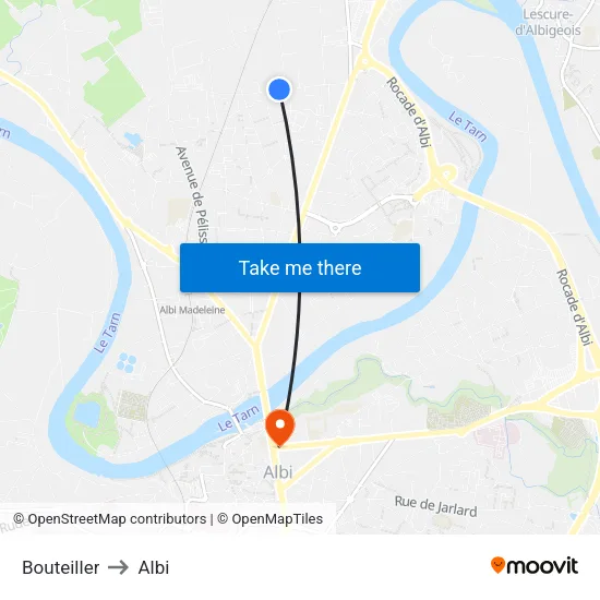 Bouteiller to Albi map