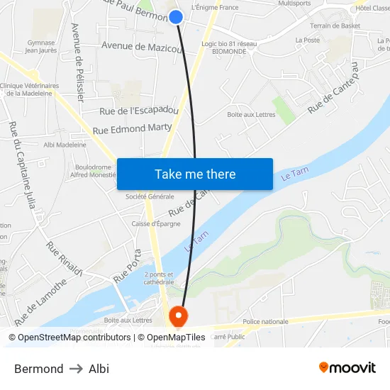 Bermond to Albi map