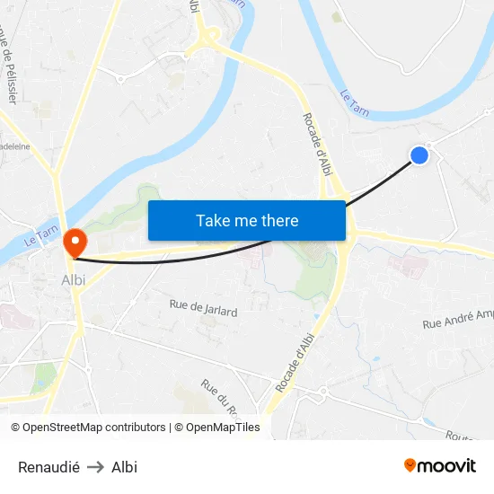 Renaudié to Albi map