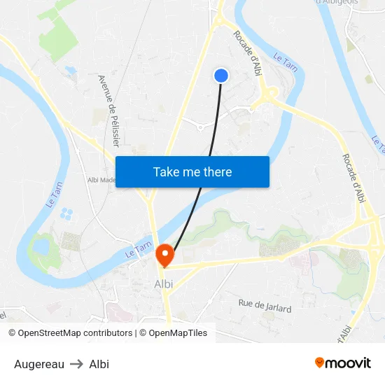 Augereau to Albi map