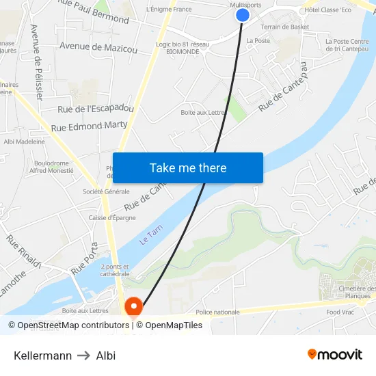 Kellermann to Albi map