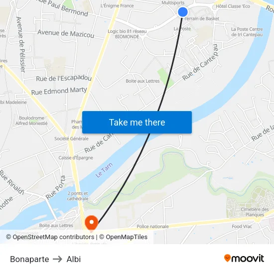Bonaparte to Albi map
