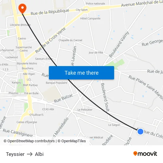 Teyssier to Albi map