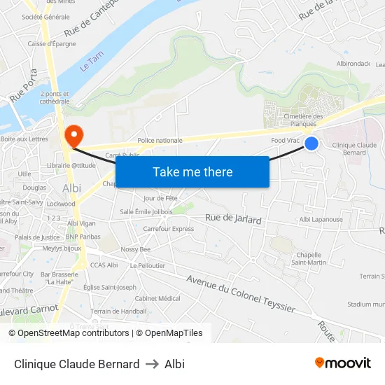 Clinique Claude Bernard to Albi map