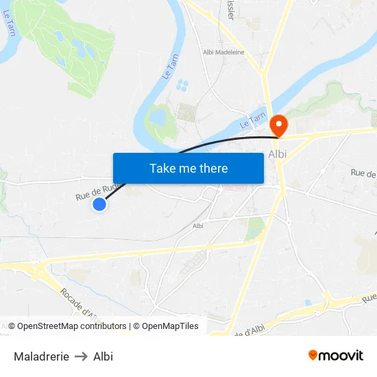 Maladrerie to Albi map