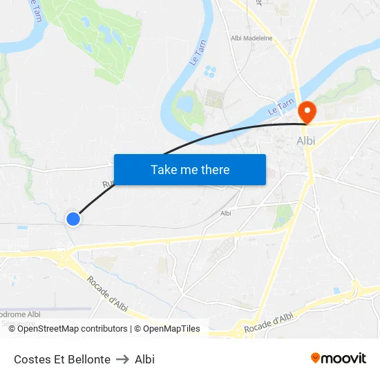 Costes Et Bellonte to Albi map