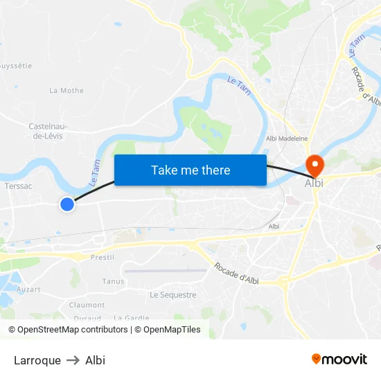Larroque to Albi map