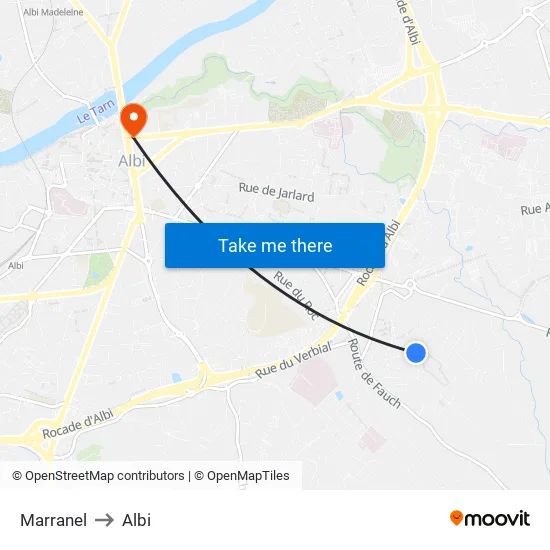 Marranel to Albi map