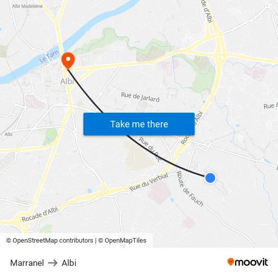 Marranel to Albi map