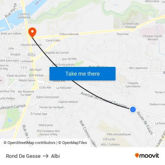 Rond De Gesse to Albi map