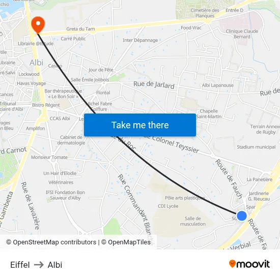Eiffel to Albi map