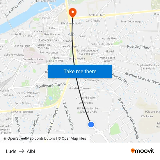 Lude to Albi map