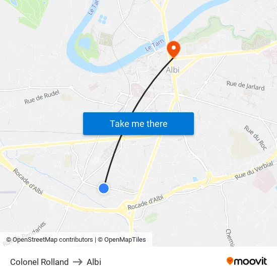 Colonel Rolland to Albi map