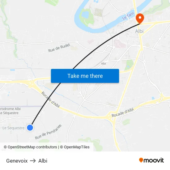 Genevoix to Albi map