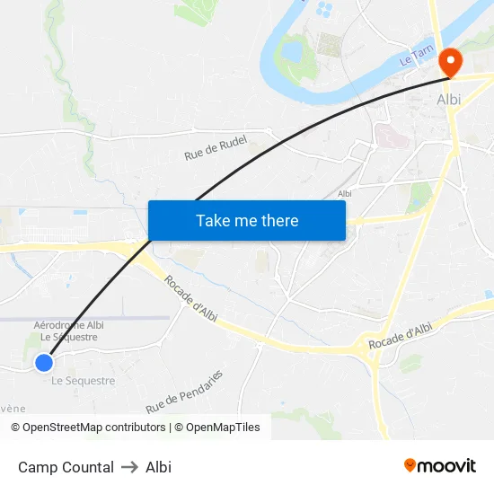 Camp Countal to Albi map