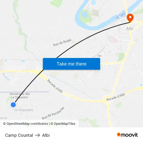 Camp Countal to Albi map