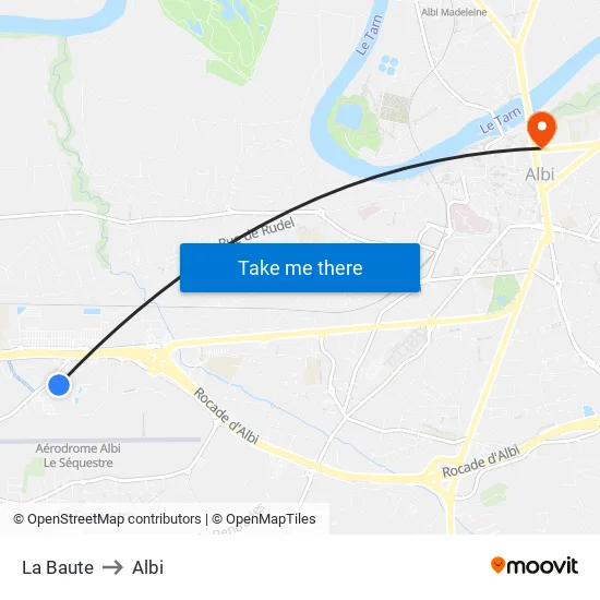La Baute to Albi map
