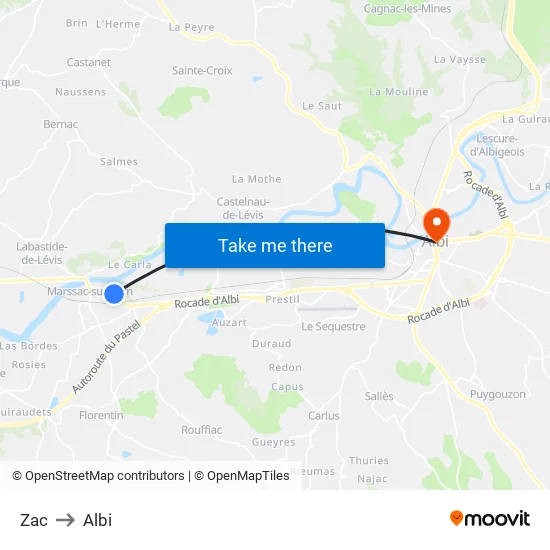 Zac to Albi map