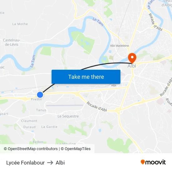 Lycée Fonlabour to Albi map