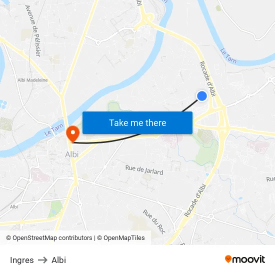 Ingres to Albi map