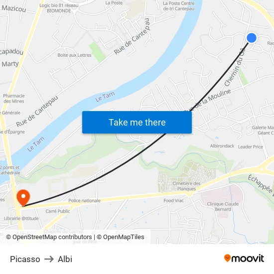 Picasso to Albi map