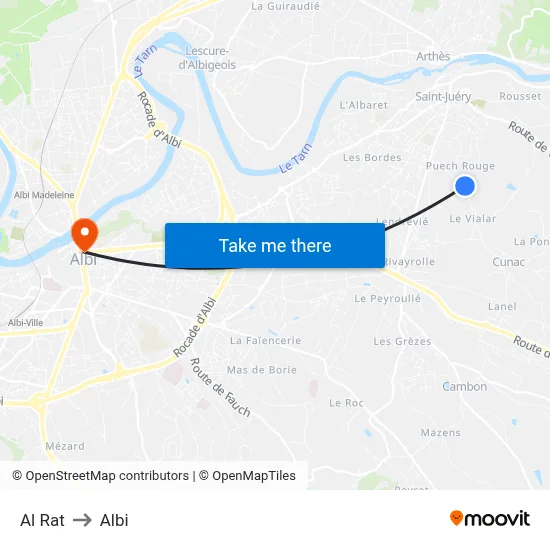 Al Rat to Albi map