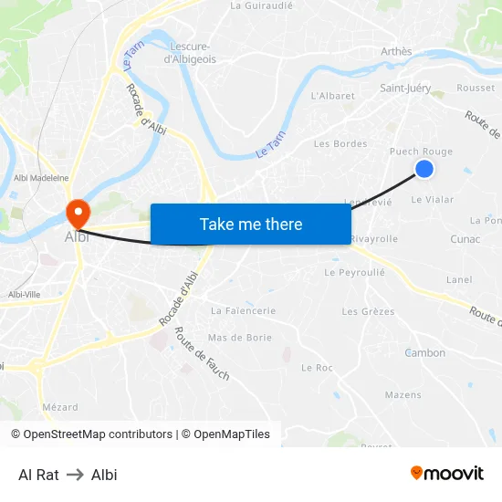 Al Rat to Albi map