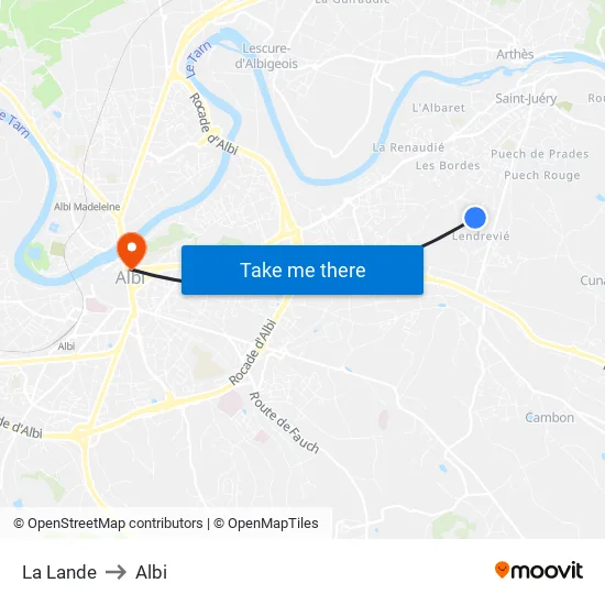 La Lande to Albi map