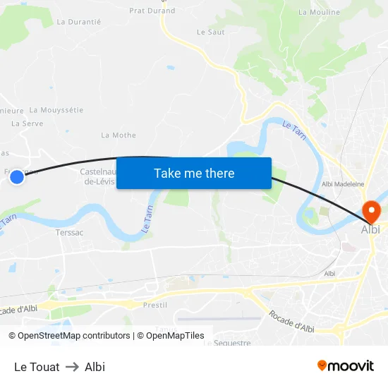Le Touat to Albi map