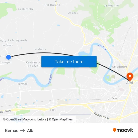 Bernac to Albi map
