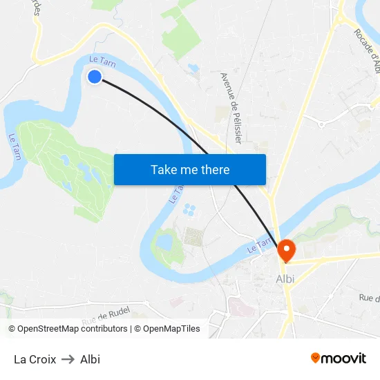 La Croix to Albi map