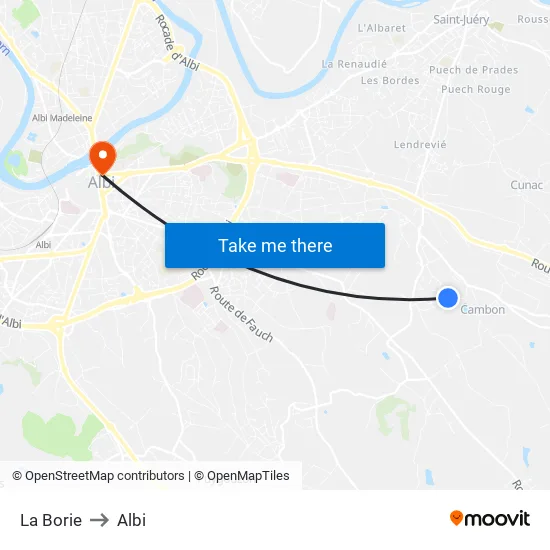 La Borie to Albi map