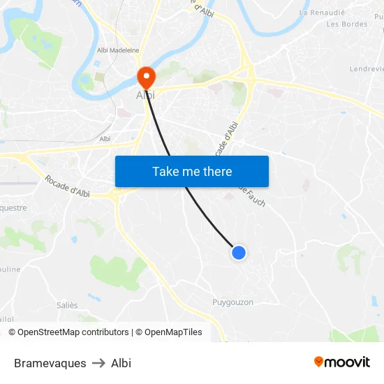Bramevaques to Albi map